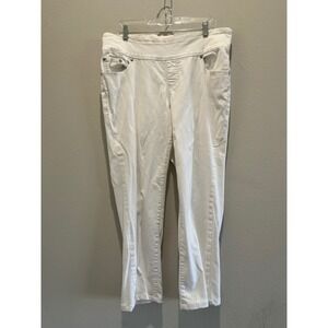 Jags Women's White Denim Pants Pull On Stretch Waist‎ Size 16W Cotton Blend